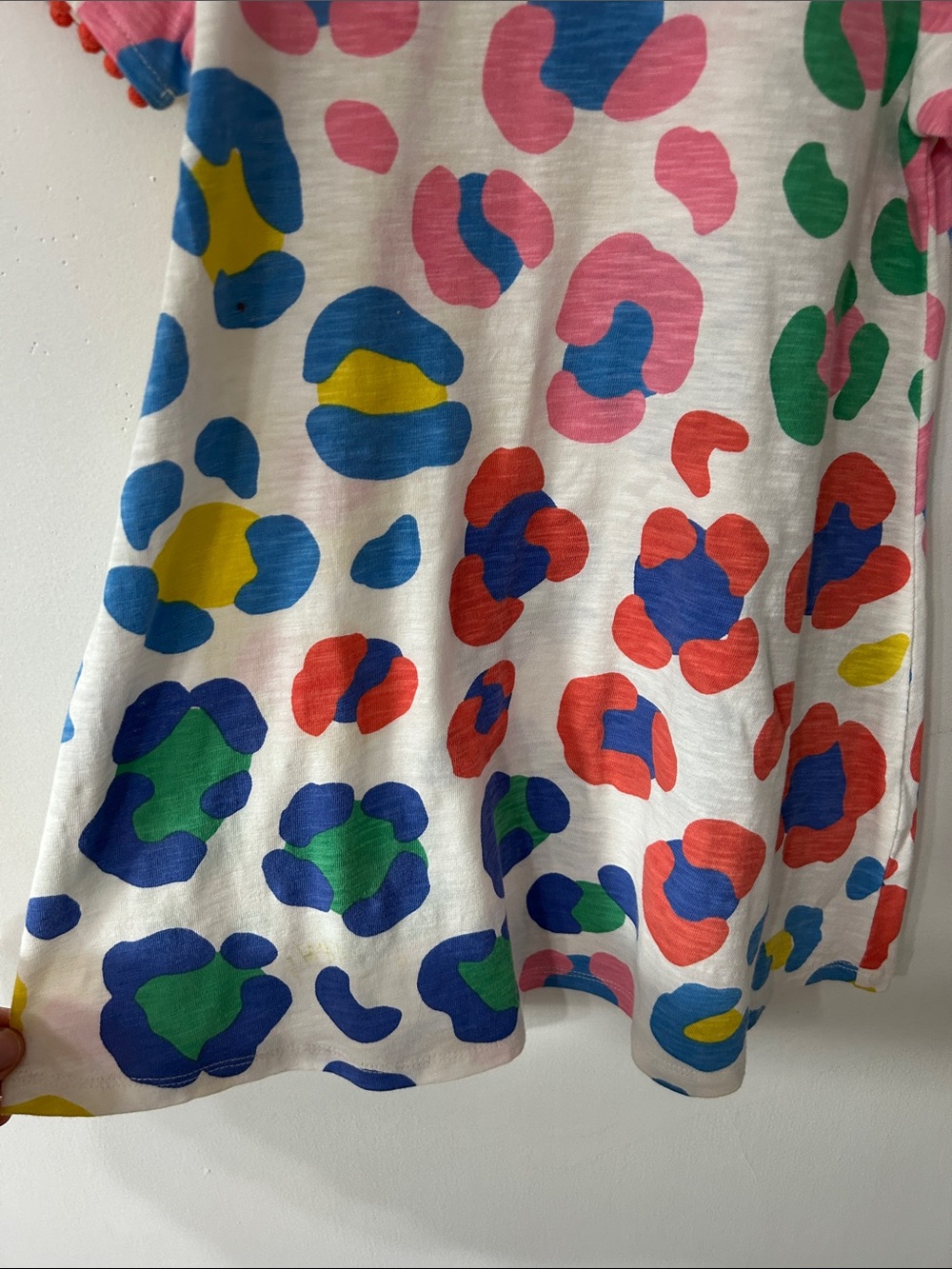 Boden Girls Dress Multicolor Abstract Short Sleeve With Pom Pom Detail Playful - Picture 4 of 11